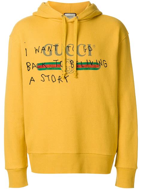 gucci hoodie mens yellow|gucci distressed hoodie.